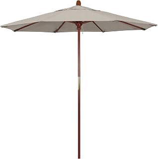 California Umbrella 7.5' Round Hardwood Frame Market Umbrella, Stainless Steel Hardware, Push Open