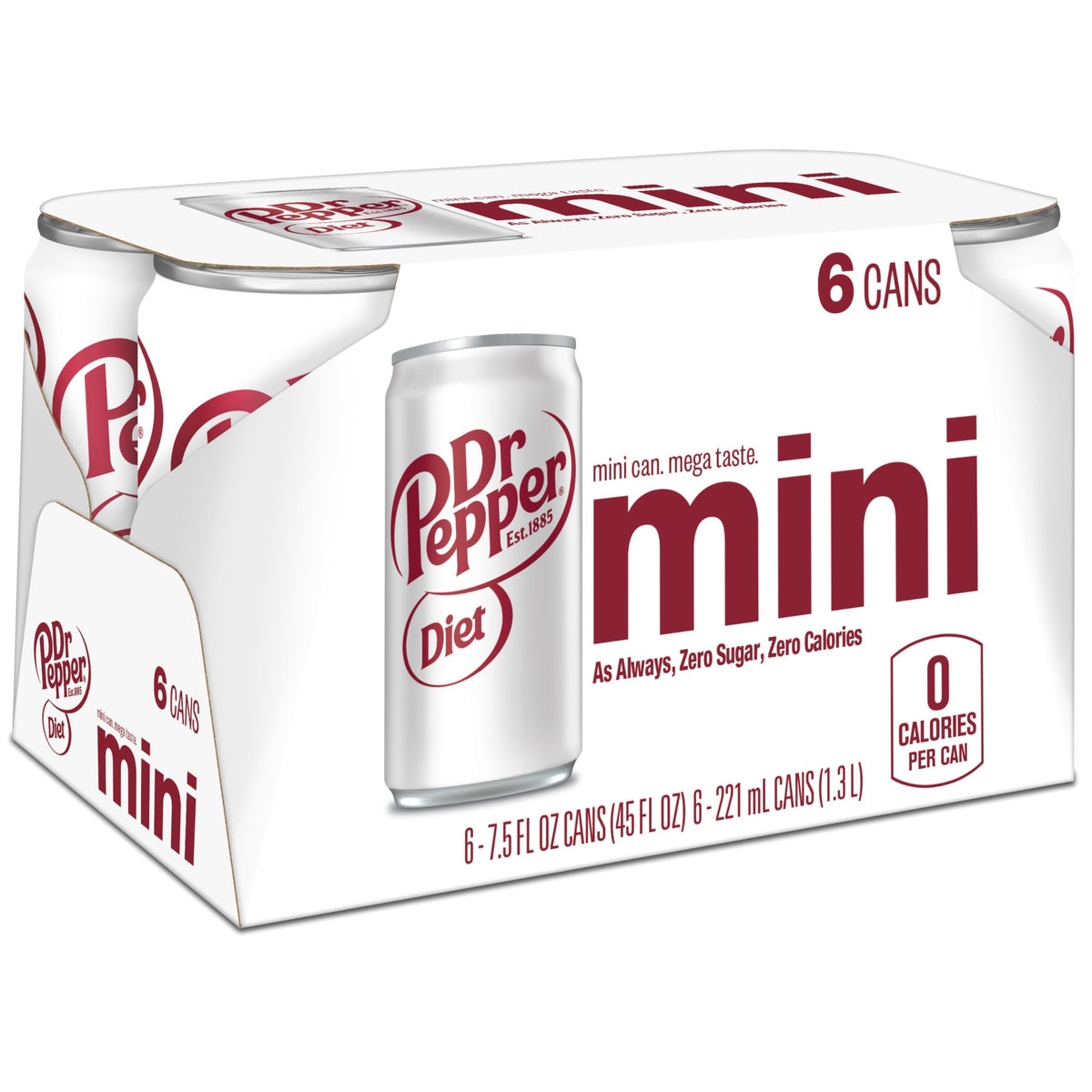 Dr Pepper Diet / 7.5 Fl Oz (Pack of 6) / 0 Soft Drinks