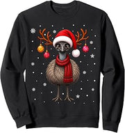 Emu Bird Christmas Santa Hat Scarf Festive Decor Xmas Sweatshirt