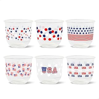 TOSSWARE NATURAL 12oz Arc - American Pride - Plant Based 98mm - Plastic Alternative for Parties, Bachelorettes, Weddings - Recyclable Theme Cold Cups - Set of 24