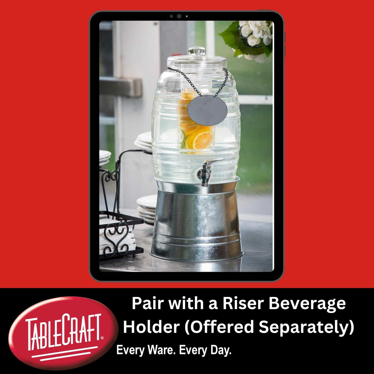 TableCraft Beehive Glass Beverage Dispenser by AS ONE – 9.5 liters, Glass, Transparent, Model BDG1000
