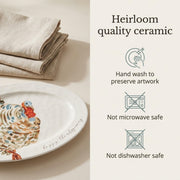 Mud Pie Turkey Platter, Ceramic, Beige 14 x 20.5 Inches