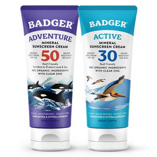 SPF 30 Mineral Sunscreen and SPF 50 Mineral Sunscreen by Badger – Pack of 2