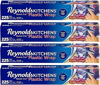 Reynolds Kitchens Quick Cut Plastic Wrap, 225 Sq Ft (Pack of 4)