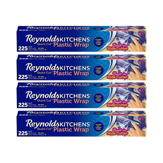 Kitchens Quick Cut Plastic Wrap by Reynolds – 225 Sq Ft (Pack of 4), Plastic, Pack of 4