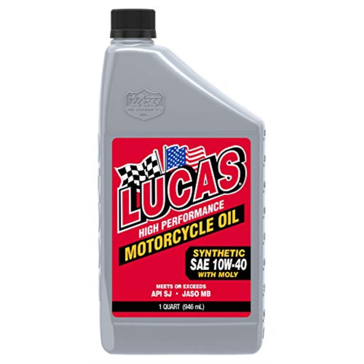High Performance Synthetic SAE 10W-40 4T Motorcycle Oil with Moly - 1 Quart by Lucas Oil – 1 Quart Bottle, Blend, Multi, Model 10777