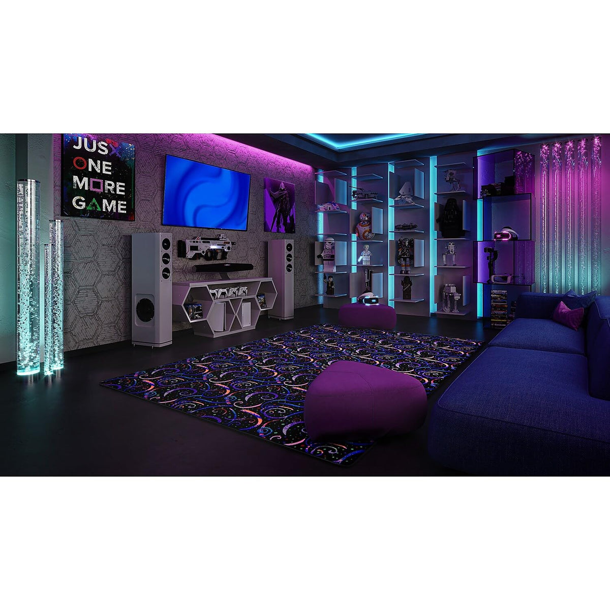 Fluorescent Dynamo 6' x 9' Area Rug by Joy Carpets – 6' x 9' (Rectangular), Nylon, Fluorescent, Model 455Q