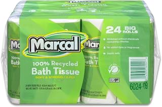Marcal Toilet Paper, 100% Recycled, 2-Ply, White Bath Tissue - 168 Sheets Per Roll, 4 Rolls Per Pack, 6 Packs Per Case for 24 Giant Rolls, Green Seal Certified 06024
