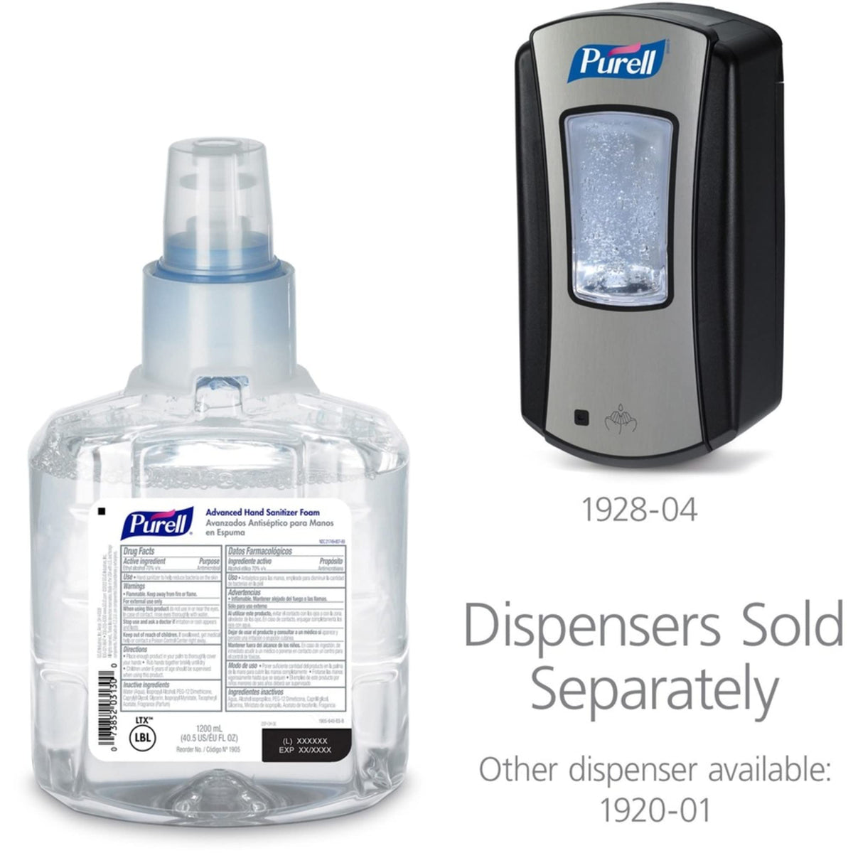 GOJO 1905-02 PURELL LTX-12 LTX Instant Foam Hand Sanitizer – Shape, (Pack of 2)