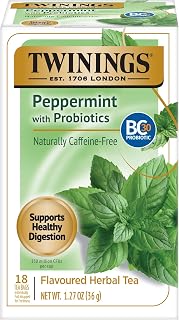 Twinings Peppermint with Probiotics Herbal Tea Bags, 18 CT Box (1 Pack)