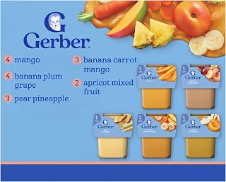 Gerber Stage 2 Tropical Adventure Baby Food Variety Pack, 4 Oz, 32 Pack