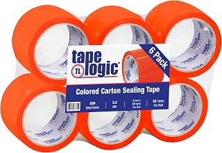Tape Logic 3 Inch x 55 Yards Orange Packing Tape, 2.2 Mil Thick, Pack of 6 Rolls, For Packaging, Shipping, Moving and Color Coding