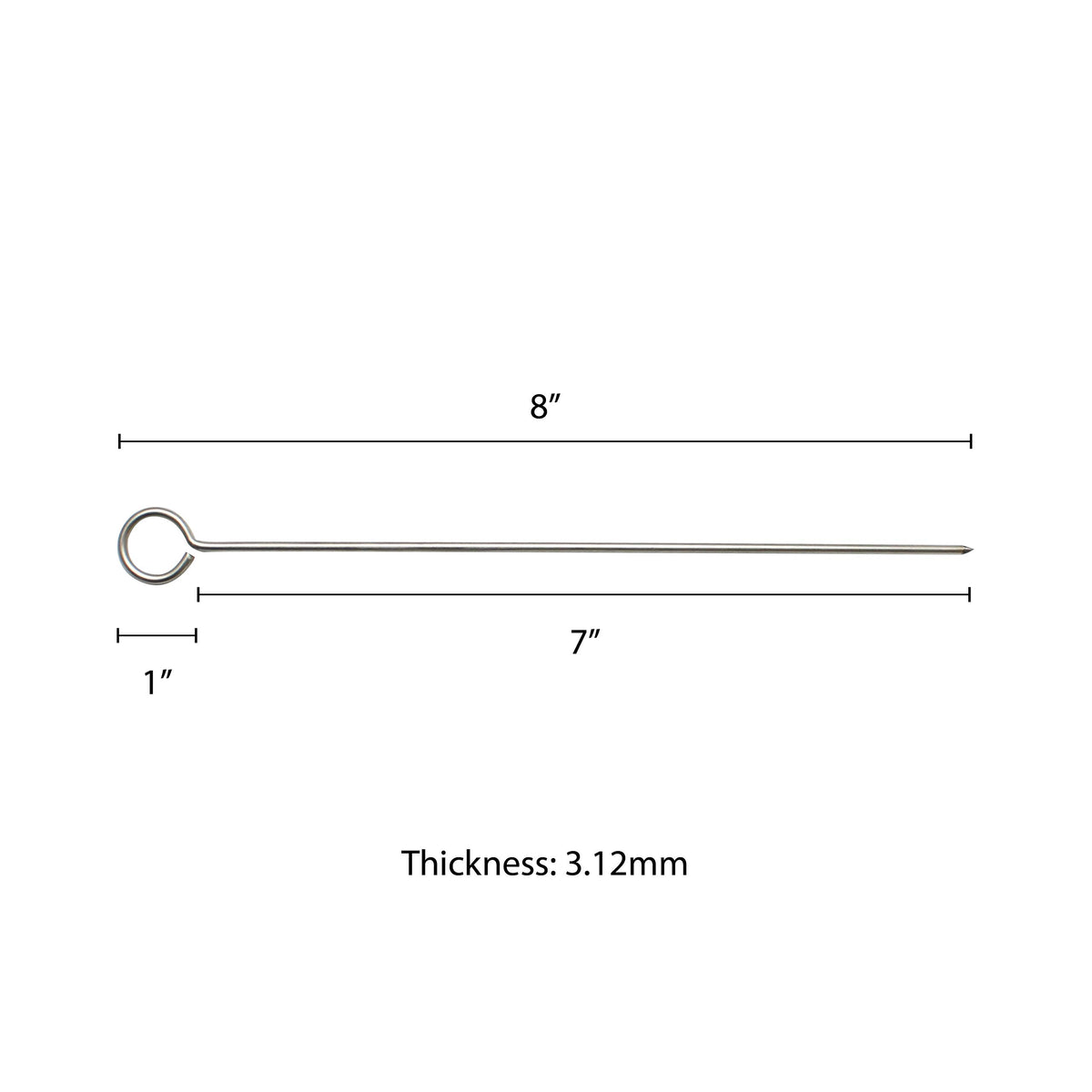 Thunder Group 8 Inch, Round / Silver / 1 Barbecue Skewers