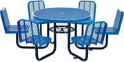 Global Industrial 46" Round Expanded Metal Carousel Picnic Table with 6 Seats, Blue