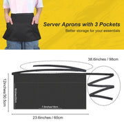 Server Waitress Waist Apron - Half Apron with 3 Pockets by Wsaeig – One Size, Polycotton, Black 1 Pack, Model Server Apron