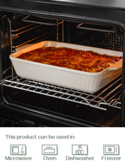 DOWAN Ceramic Casserole Dish, 9x13 Rectangular Bakeware, 4.2 Quarts, Soft White