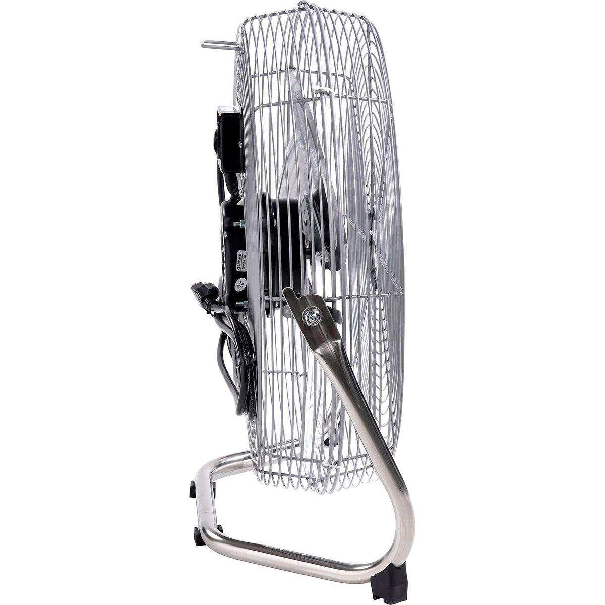 18" Diameter Industrial Floor Fan with Pivoting Head by Global Industrial – 21"L x 20.25"W x 7.5"H, Aluminum, Black/Gray/Silver, Model 258324