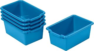 ECR4Kids Scoop Front Storage Bin, Multipurpose Organization, French Blue, 5-Piece