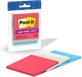 Post-it Super Sticky Notes, 3 x 3 in, Multicolor, 3 Pack