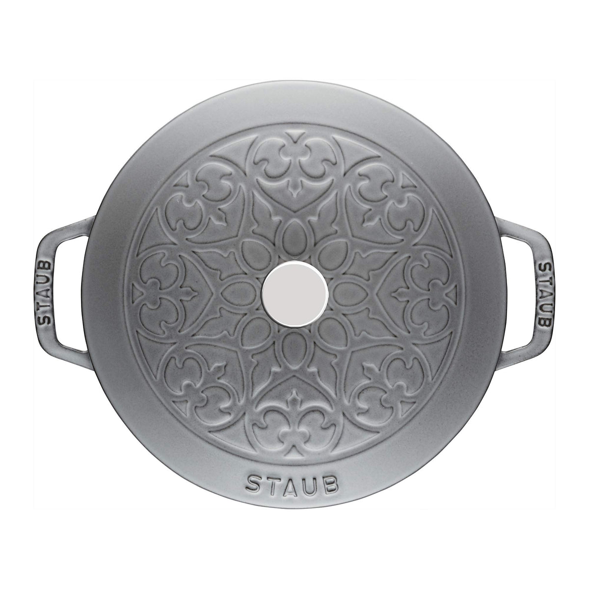 Cast Iron 3.75-qt Essential French Oven with Lilly Lid - Graphite Grey by STAUB – 3.75-qt, 3.75 quarts, Cast Iron, Graphite Grey, Model 11212418