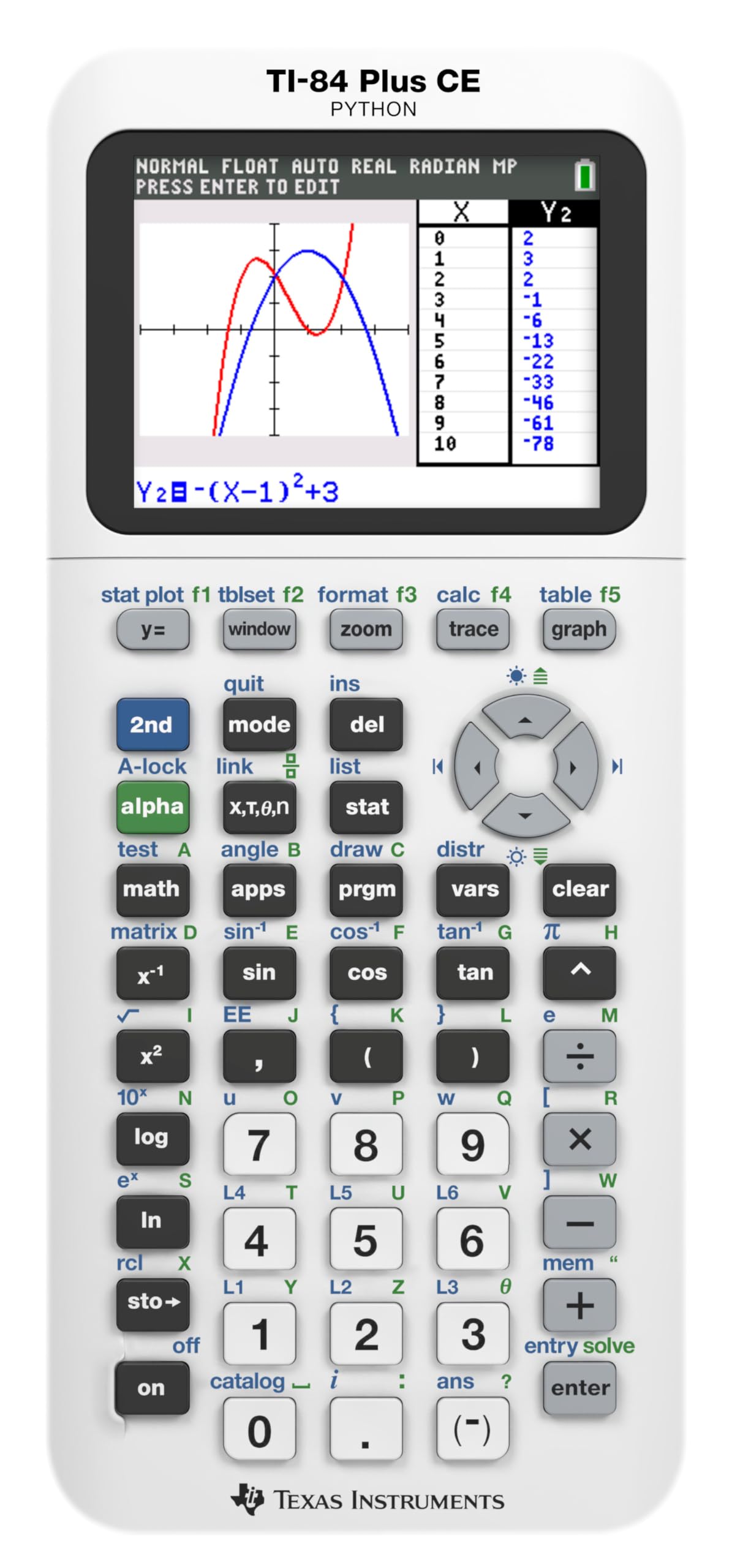 TI-84 Plus CE Graphing Calculator by Texas Instruments – Small, Plastic, Crisp Calculation (White), Model 84CEPY/FC/1L1/E5