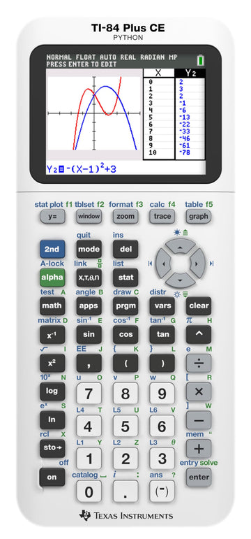 TI-84 Plus CE Graphing Calculator by Texas Instruments – Small, Plastic, Crisp Calculation (White), Model 84CEPY/FC/1L1/E5