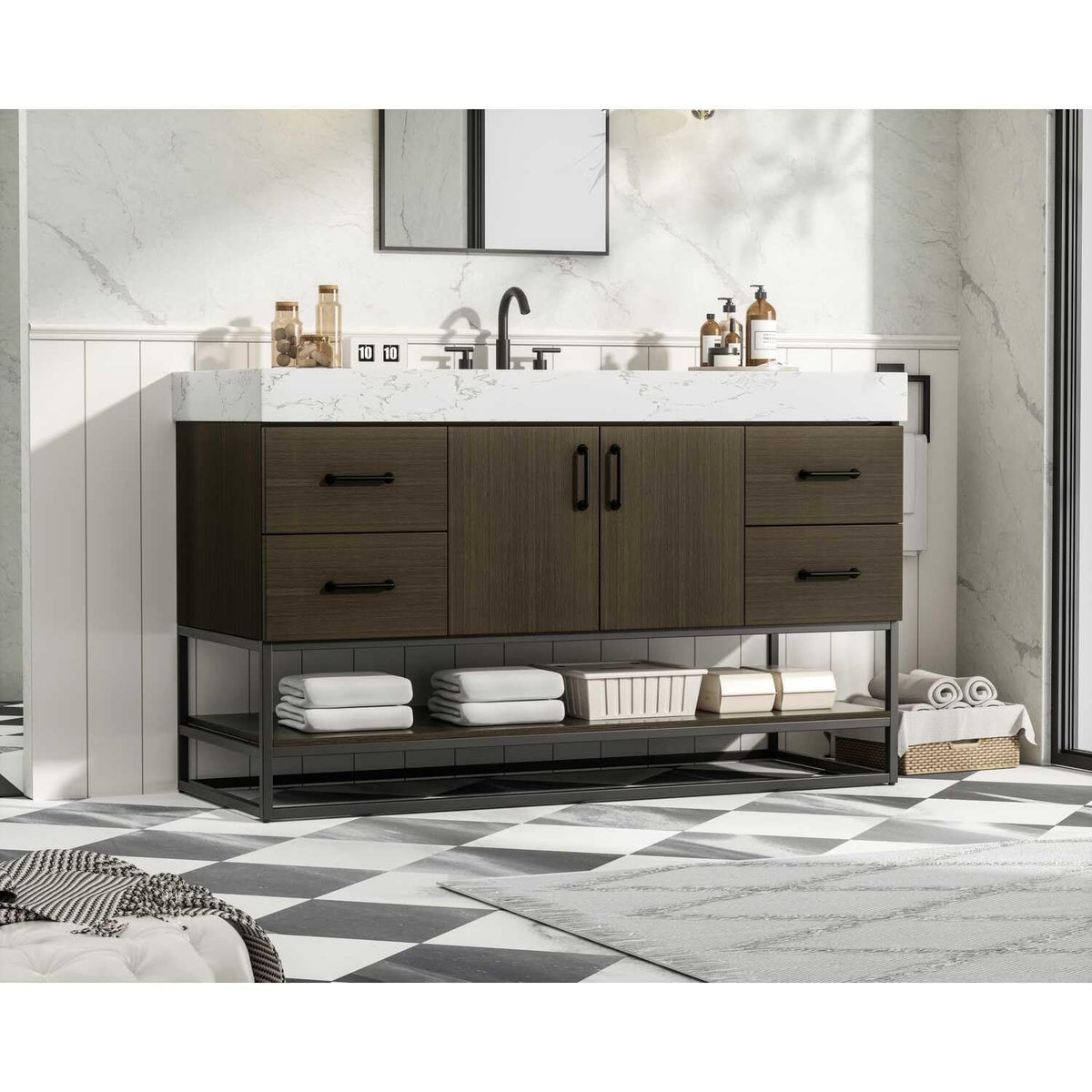 Caroline Bathroom Vanity Mocha Brown by Lighting Design – Wood, Mocha Brown, Model 5608114