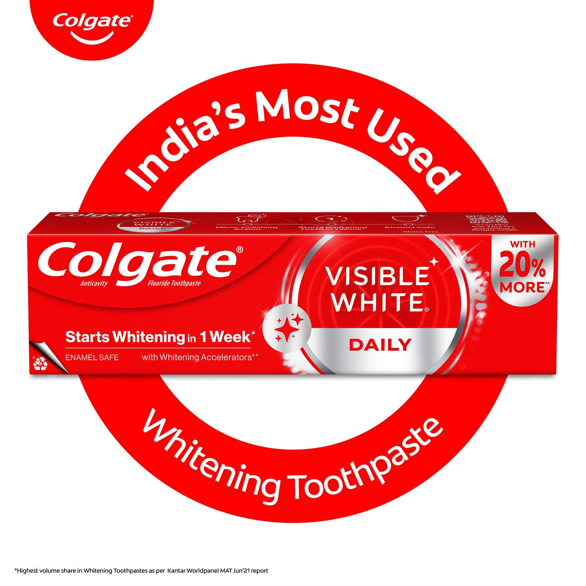 Visible White Toothpaste (50g) Teeth Whitening Starts in 1 Week by Colgate – 1.7 Ounce (Pack of 1), Model 1607778
