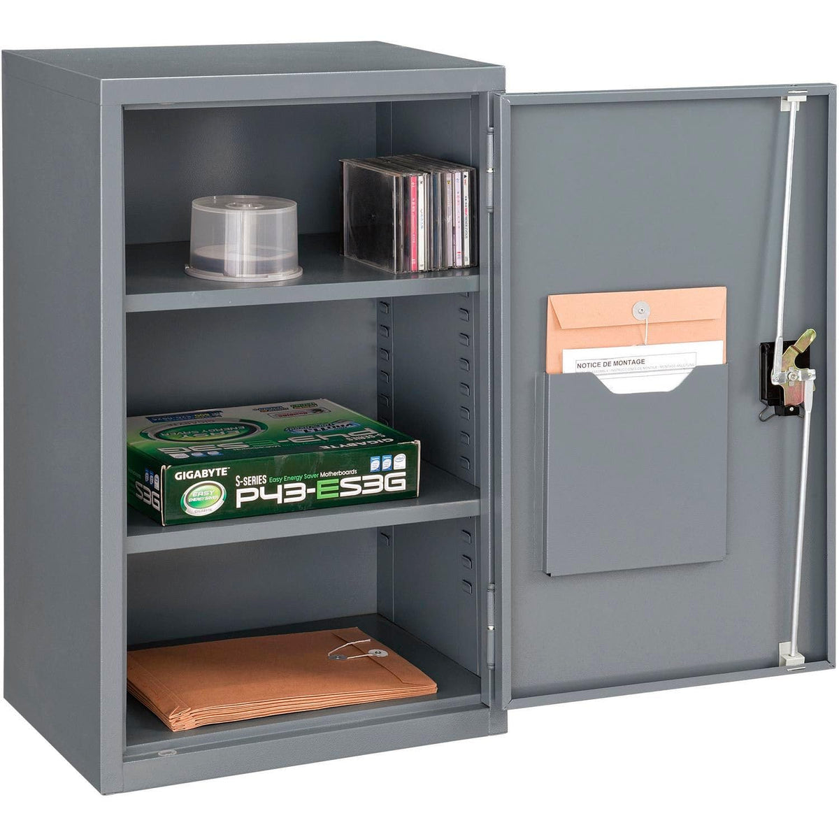 Wall Mount Storage Cabinet with Locking Recessed Handle by Global Industrial – Alloy Steel, Gray, Model 269877GY