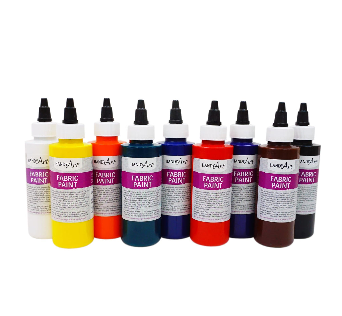 9 color - 4 ounce Fabric Paint Kit by Handy Art – Оnе Расk, Water-Based Paint, Assorted, Pack of 9, Model RPC885060
