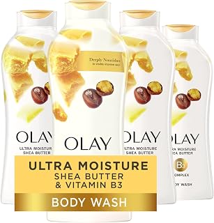 Olay Ultra Moisture Shea Butter Body Wash with B3 Complex - 22 Fl Oz (Pack of 4)