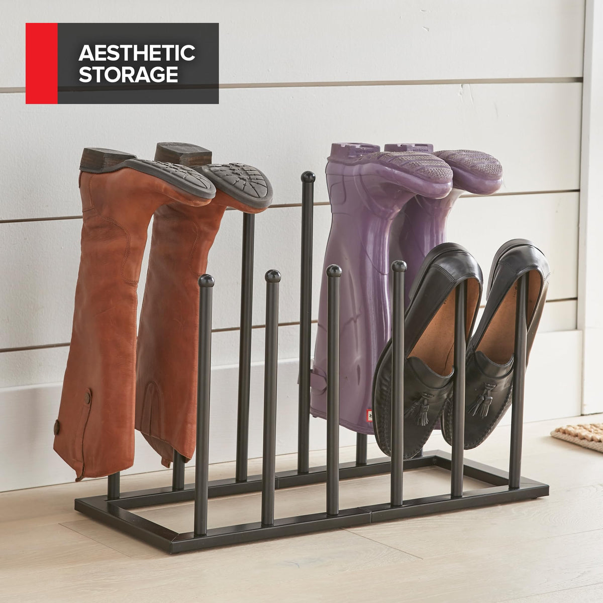 Boot Rack Boot Storage Organizer Tall Boot Holder Shelf Stand Cowboy Boot Rack 10 Pack by Stock Your Home – 1 Count Pack of 10, Metal, Black, Pack of 10, Model Stock Your Home