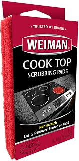 Weiman Cook Top Scrubbing Pads – Gently Clean and Remove Burned-on Food from All Smooth Top and Glass Cooktop Ranges, 3 reusable pads