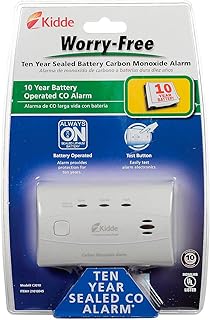 Kidde C3010 Worry-Free 10-Year Sealed Lithium Battery Operated CO Alarm
