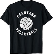 Spartans Volleyball Retro Distressed Team VB Graphic T-Shirt