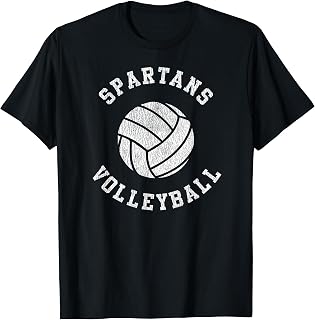 Spartans Volleyball Retro Distressed Team VB Graphic T-Shirt