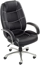 Global Industrial Saddle Stitched High Back Office Chair, Leather, Black