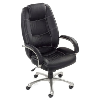 Saddle Stitched High Back Office Chair by Global Industrial – Leather, Black, Model 1609BPUE-BLACK