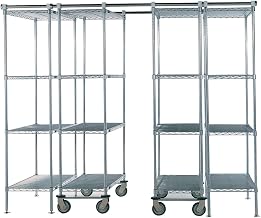 Nexel 6 Unit Space TRAC Storage Shelving, 12 Ft. Long, Chrome, 48x18x86