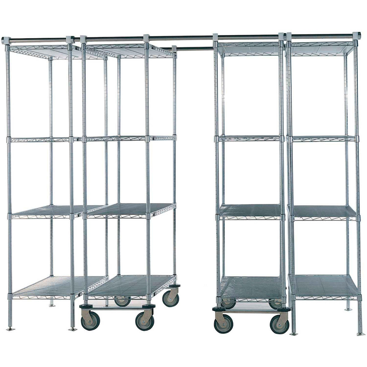 6 Unit Space TRAC Storage Shelving by Nexel – 18"L x 36"W x 86"H, Alloy Steel, Chrome, Model 795982