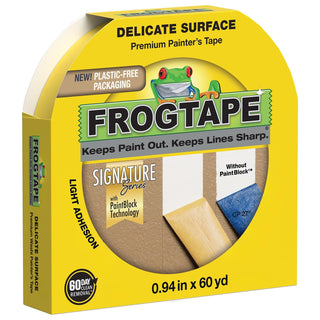 (2-Pack) Delicate Surface Frog Tape .94 inch x 60 Yard by FrogTape – 0.94 Inches Width x 60 Yards Length, Polyethylene, Yellow, Pack of 2, Model 280220
