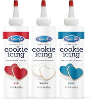 Satin Ice Red, White, & Blue Cookie Icing Bundle - 3 Bottles, 8 oz Each