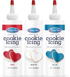Satin Ice Red, White, & Blue Cookie Icing Bundle - 3 Bottles, 8 oz Each