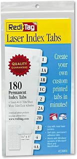 Redi-Tag 33001 Laser Printable Index Tabs 7/16 Inch White 180/Pack