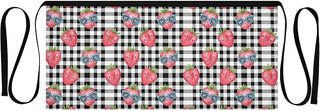 Kitchen Apron Strawberry Grid | Unisex Server Apron with 3 Pockets, Adjustable for Waiters, Gardeners, Kitchen, BBQ, Painting and Restaurant Work