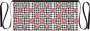 Kitchen Apron Strawberry Grid | Unisex Server Apron with 3 Pockets, Adjustable for Waiters, Gardeners, Kitchen, BBQ, Painting and Restaurant Work