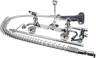 T&S Brass B-0133-A12-B08 Easy Install Pre-Rinse Spring Action 8-Inch Wall Mount Base 12-Inch Add-On Wall Bracket B-0108