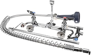 T&S Brass B-0133-A12-B08 Easy Install Pre-Rinse Spring Action 8-Inch Wall Mount Base 12-Inch Add-On Wall Bracket B-0108