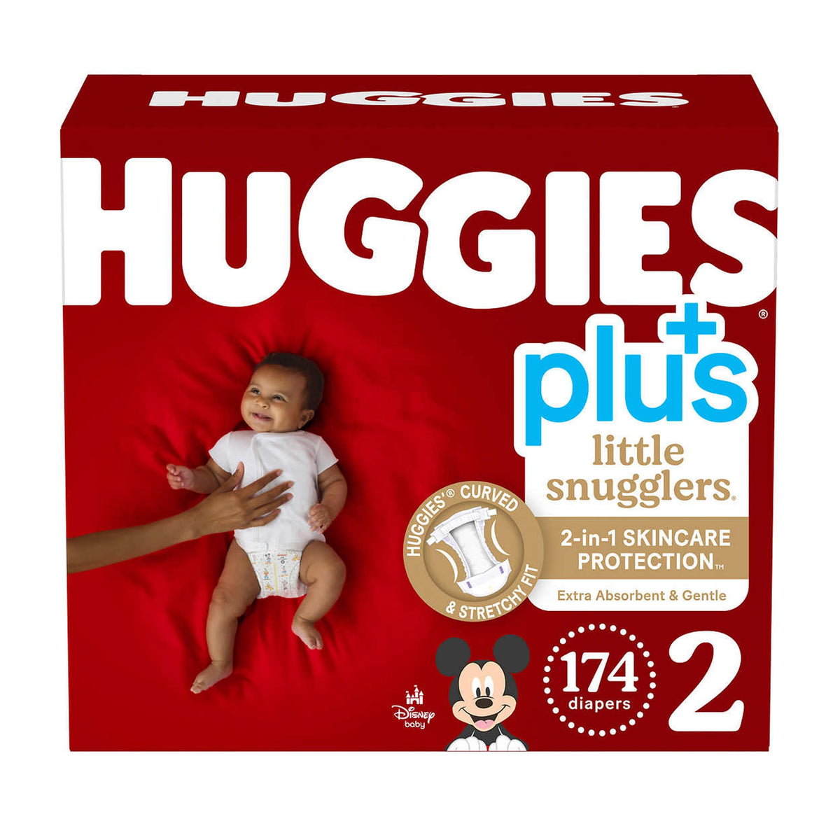 Little Snugglers Plus Diapers Size by HUGGIES – 174 Count (Pack of 1), soft, materials, White