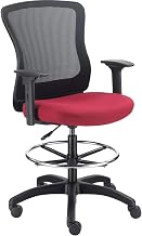 Global Industrial Mesh Back Task Stool, Red, Adjustable Arms, High Back